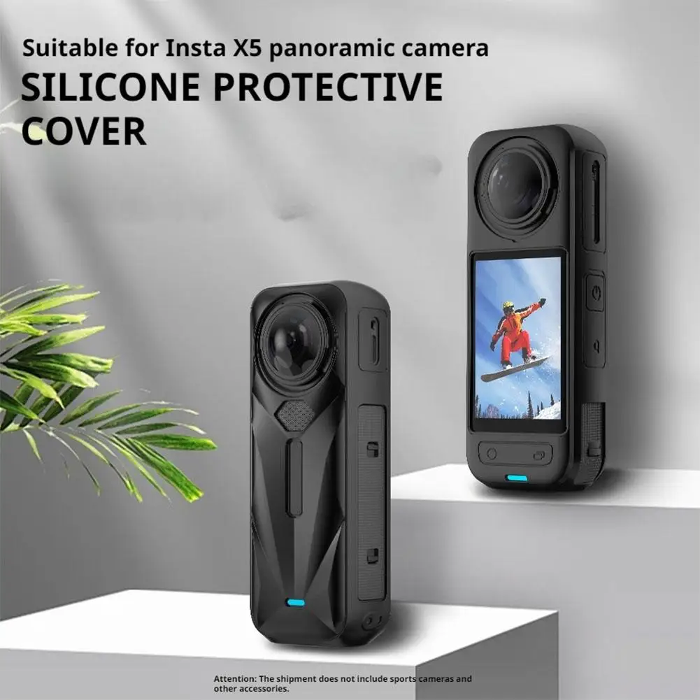 1PCS Black Anti Fall Cover For Insta360 X5 Protective Case Silicone Dust Shell Sports Camera Accessories Body Protection image 3