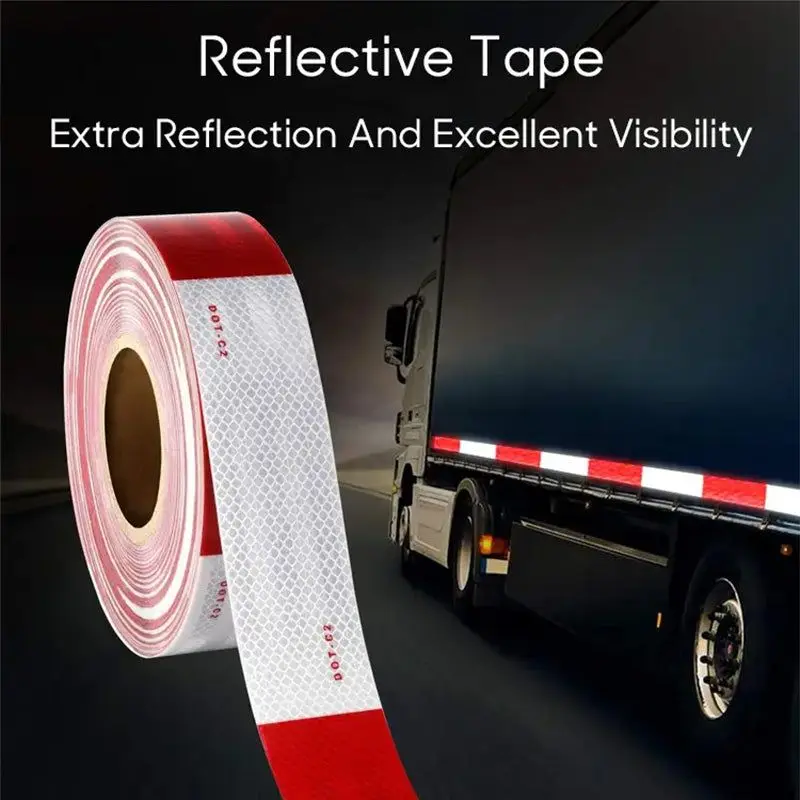 Red And White Reflective Stickers Car Truck Reflective Safety Tape Warning Night Light Waterproof Trailer Reflector Sticker