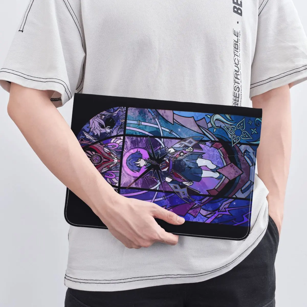 Genshin Impact Game PU Leather Horizontal Laptop Sleeve Shockproof Soft Lining Notebook Case 13 Inch