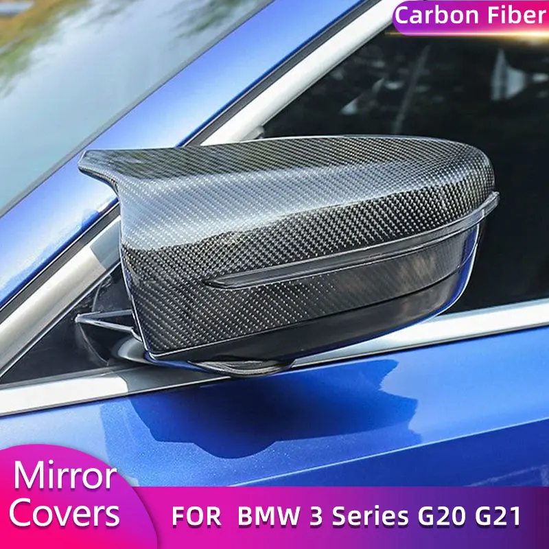 Carbon Fiber Rearview Mirror Covers for BMW 3 Series G20 G21 330i M340i Sedan 2019-2022 Replacement Side Mirror Caps Shell LHD