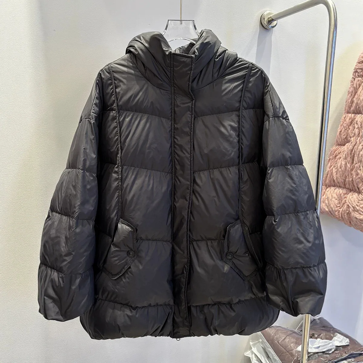 Winter Solid Thicken Warm Zipper Parker Jacket Female Hooded Oversized Down Jacket Women White Duck Down Loose Quilted Outwears