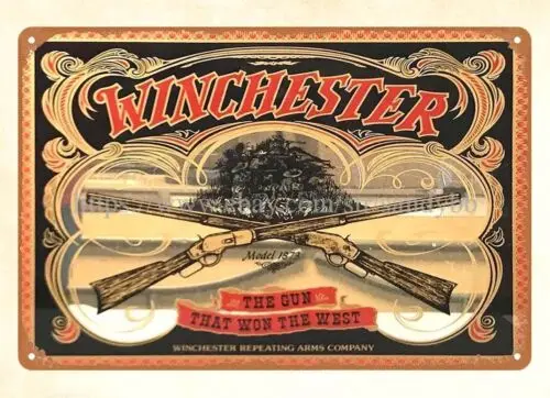 Winchester rifle firearm ammo metal tin sign reproduction wall art decor