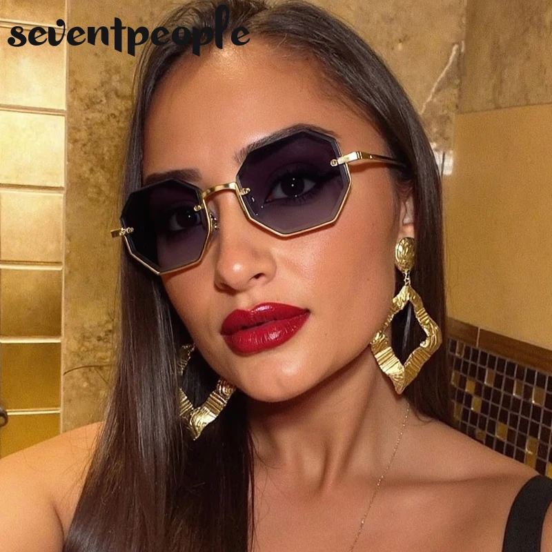 

Steampunk Semi-Rimless Rectangle Sunglasses Women 2025 Luxury Brand Vintage Metal Outdoor Sunglass Trendy Driving Shades UV400
