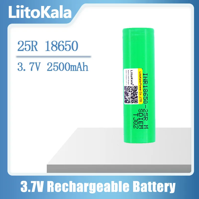 Novo liitokala 25rm 18650 2500mah inr1865025r 20a baterias de lítio descarga de alta potência bateria 3.7v 18650 25r