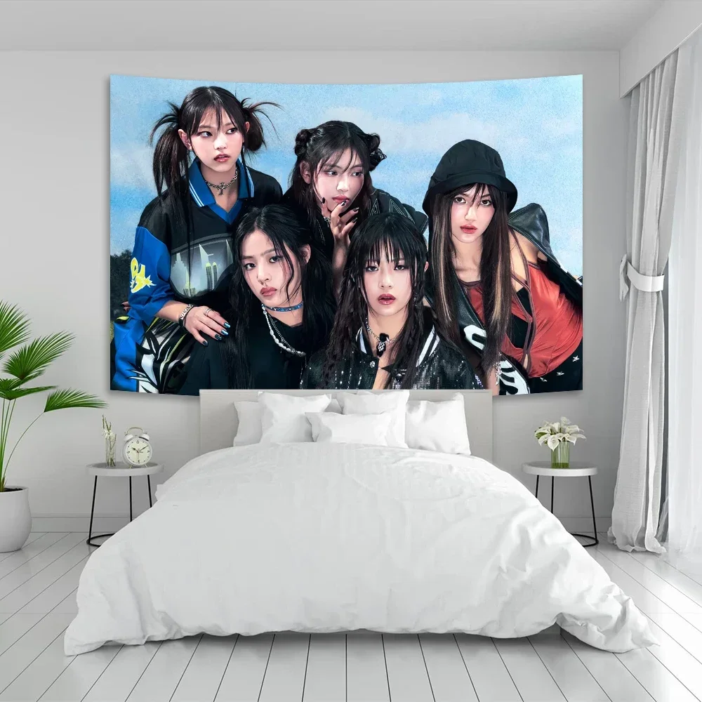 Attention New-Jeans Album Cover Tapestry Kpop Home Room Decor Livingroom Bedroom Concert Decoration