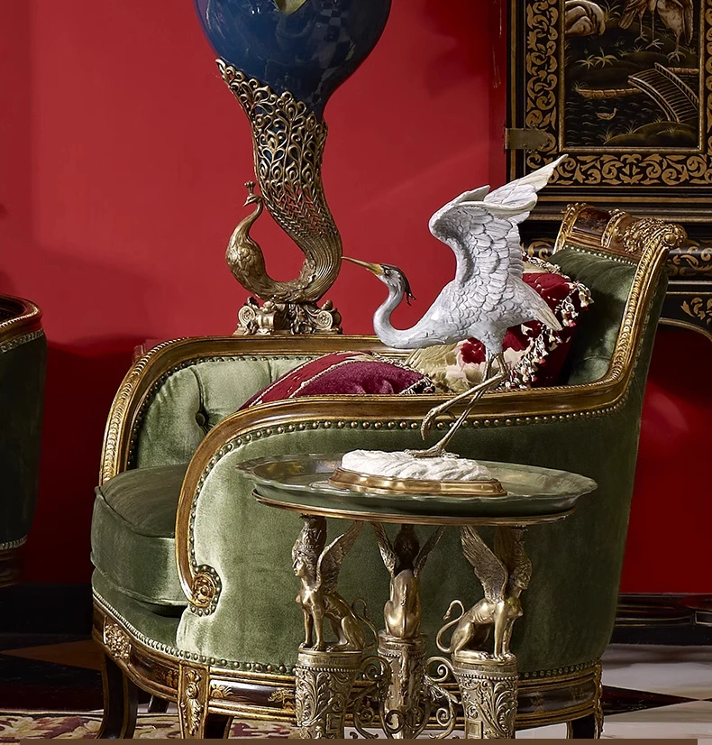 

&c Classic Porcelain Bronze Crane Bird Tabletop Pieces Hand-painted Gifts Luxury Antique Home Decor Pieces