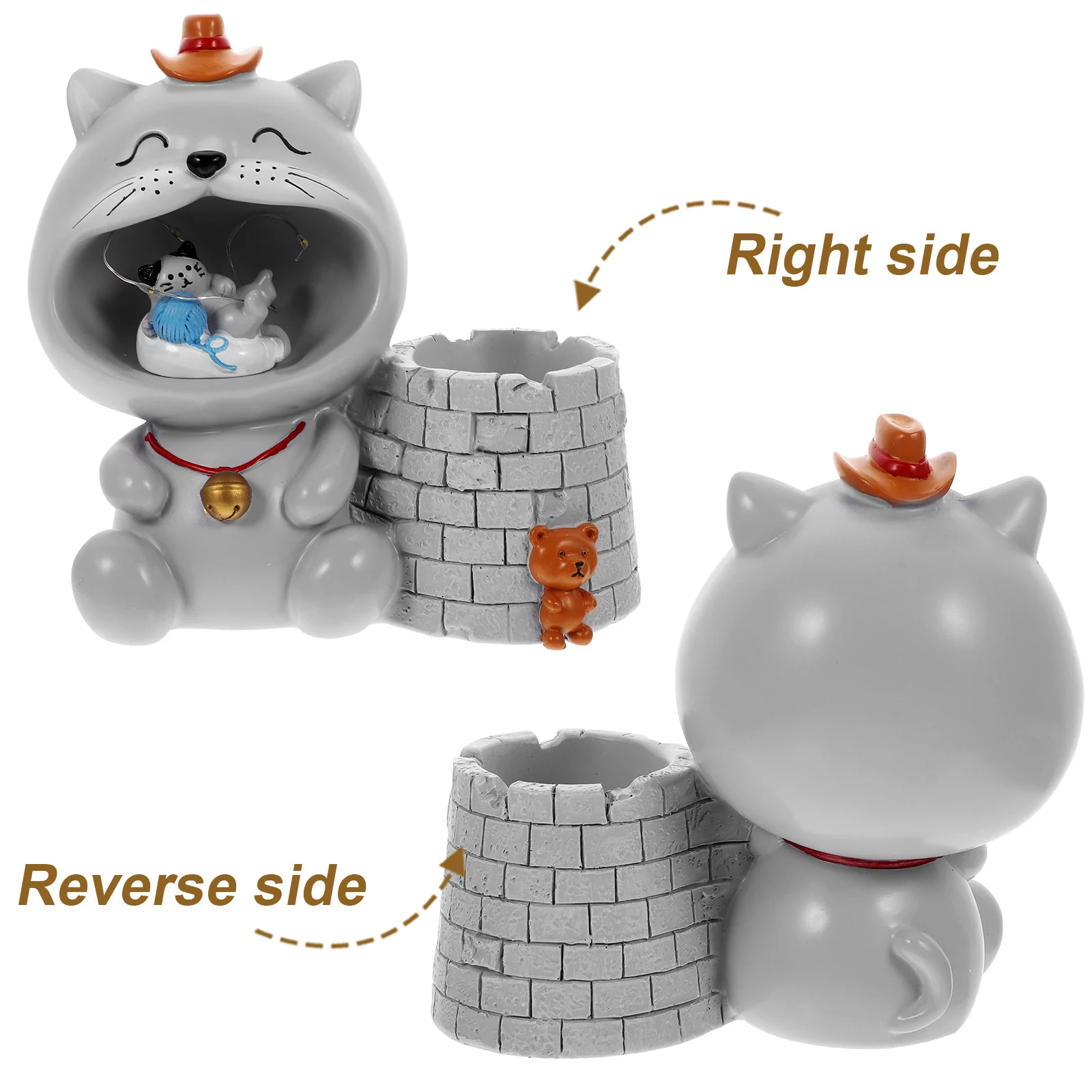 

Gifts Resin Handicraft Pen Holder for Desk Cute Creative Frog Pencil Cup Animal Grey