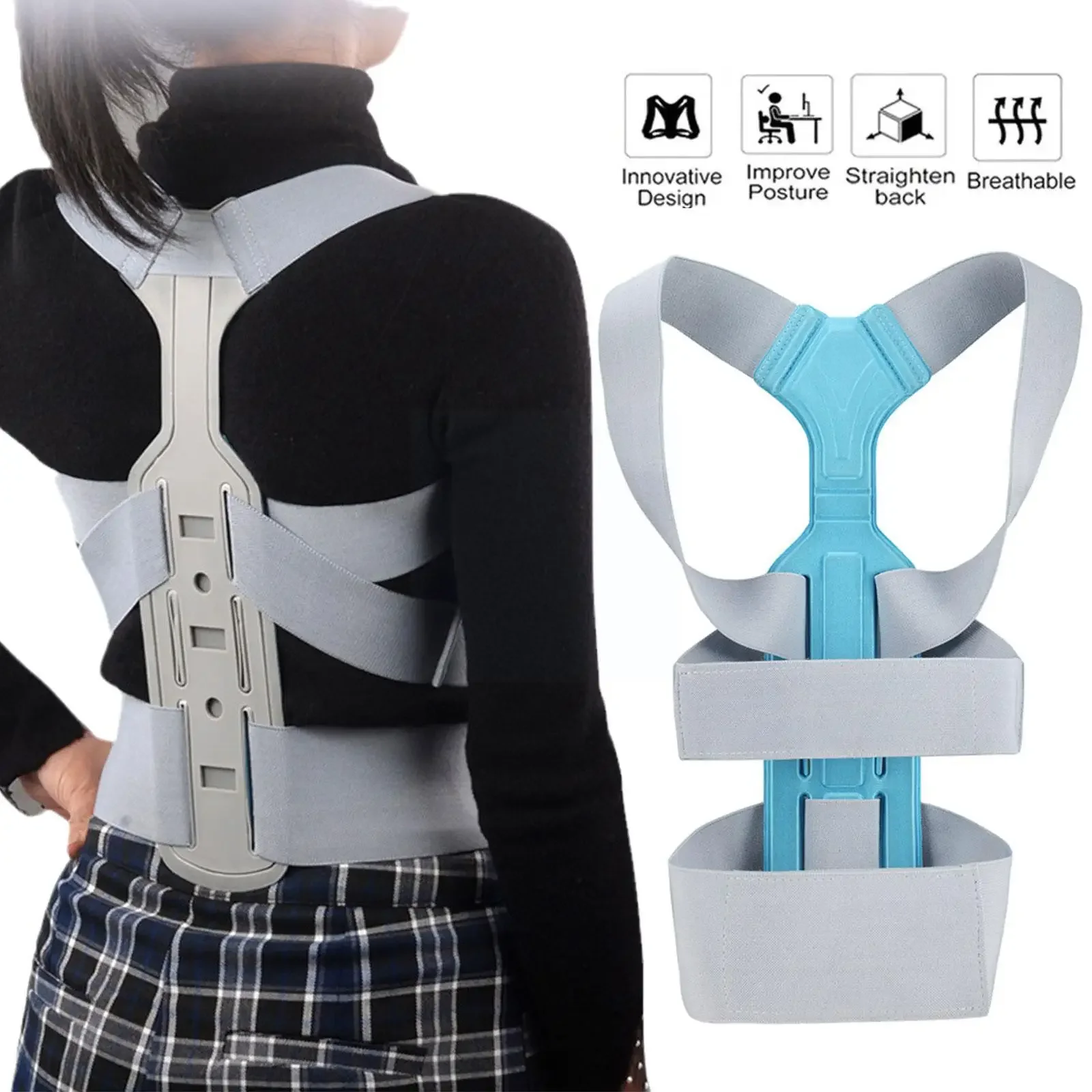 Invisible Chest Posture Corrector Scoliosis Back Brace Spine Belt Shoulder Support Poor Posture Correction Belt Back Pain Relief