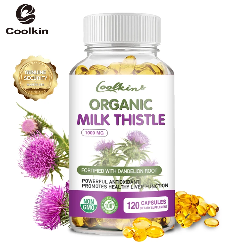 

Organic Milk Thistle 1000mg Capsules - Support Liver Health, Cleanse and Detoxify, and Promote Healthy Cholesterol