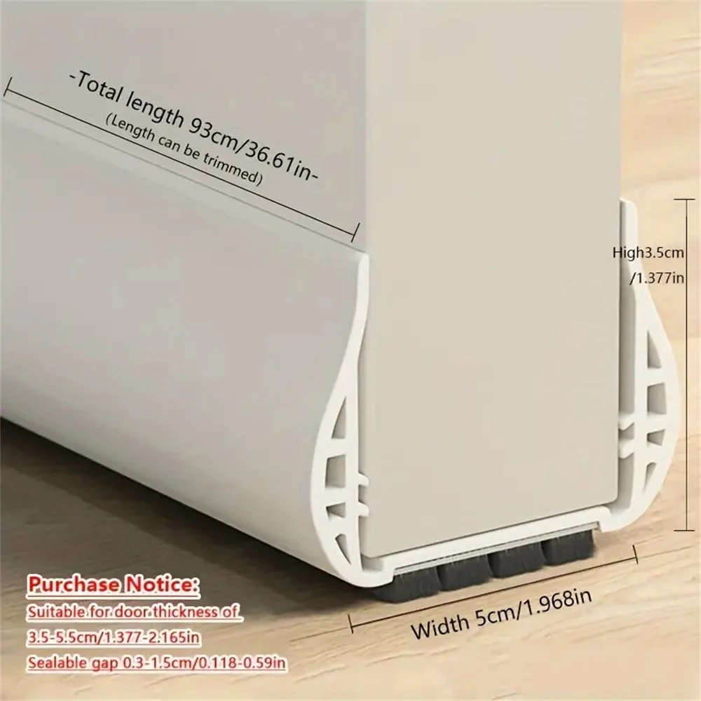 1-4pcs 93cm Door Bottom Seal Strip with Brush PVC Dustproof Soundproof Snap-in installation Gap Door Draft Stopper Weatherstrip
