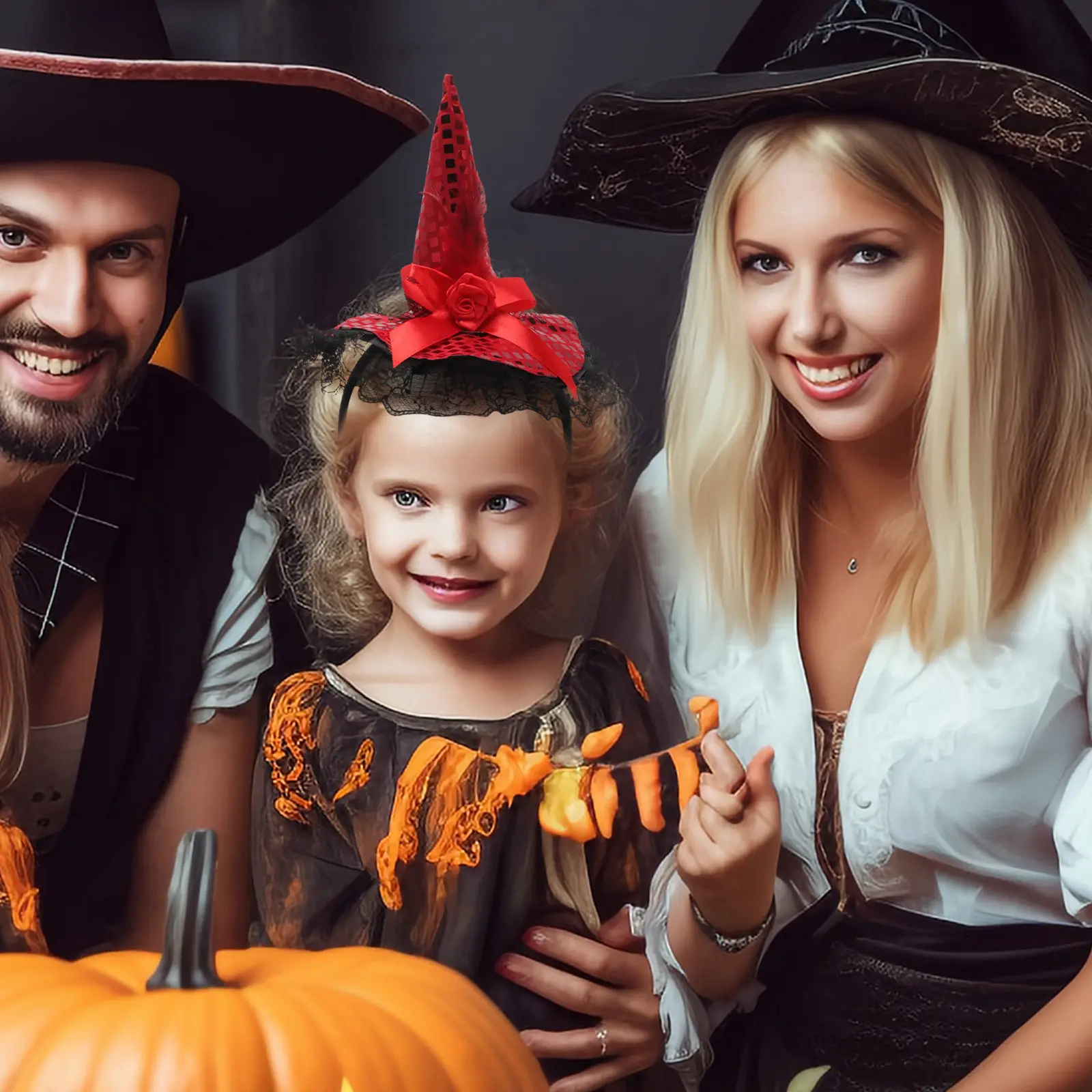 

Набор из 5 повязок на голову с пайетками в виде ведьмы, красные, розовые, фиолетовые, черные, для детей и взрослых, реквизит для косплея, вечеринок, Рождества