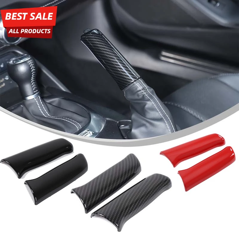 For Mazda MX-5 2016-2025 for Fiat 124 Abbas 124 ABS Carbon Fiber Black Car Handbrake Lever Decoration Cover Interior Accessories