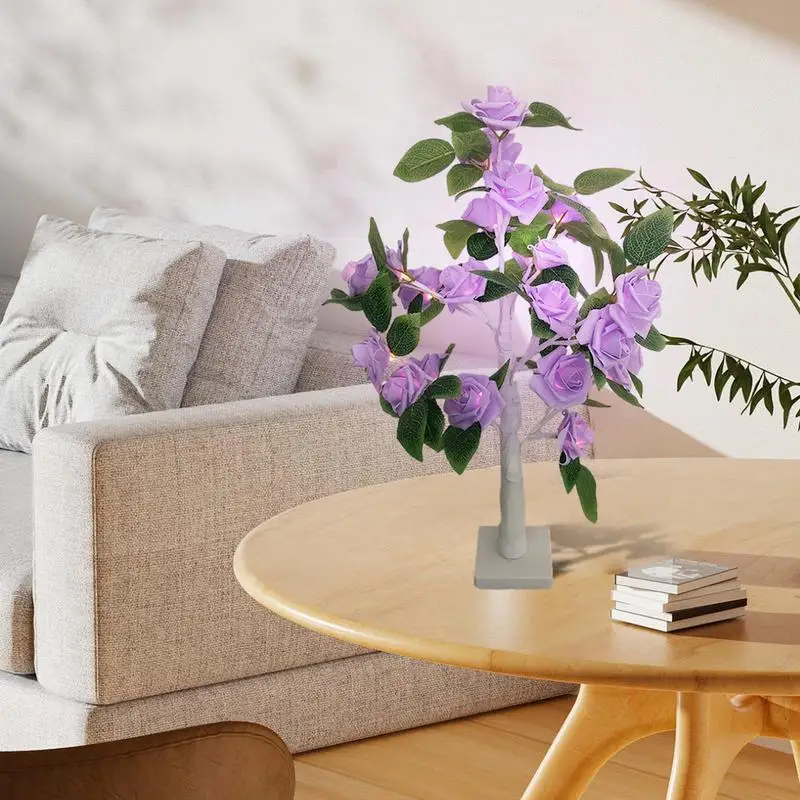 LED Rose Flower Tree 24 LED Flower Tree Rose Light 21.6 Inch Flower Tree Lamp For Daughter Christmas Sister Party Valentine's Da