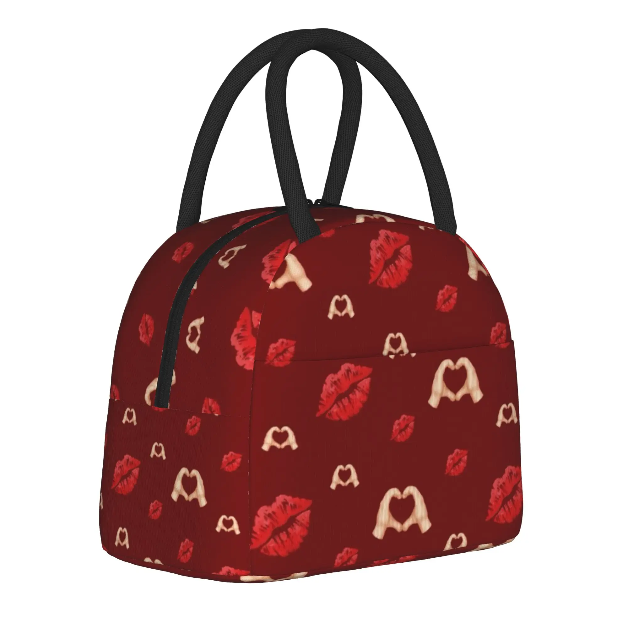 Love kiss Red lips print  Thermal Insulated Lunch Bags for Picnic  Reusable Container Bags Men Women Thermal Cooler Lunch Boxes