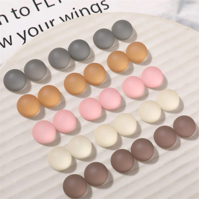 2025 neueste 100 teile/los 12mm farbe Matte wirkung geometrie runden form harz cabochon perlen diy schmuck kleidungsstück haar-accessoire