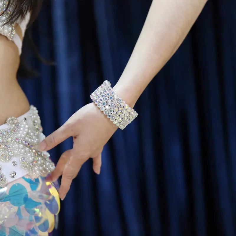 Accesorios personalizados para danza del vientre, anillos para el brazo, pulsera con apertura de rendimiento, accesorios de diamantes de agua con incrustaciones