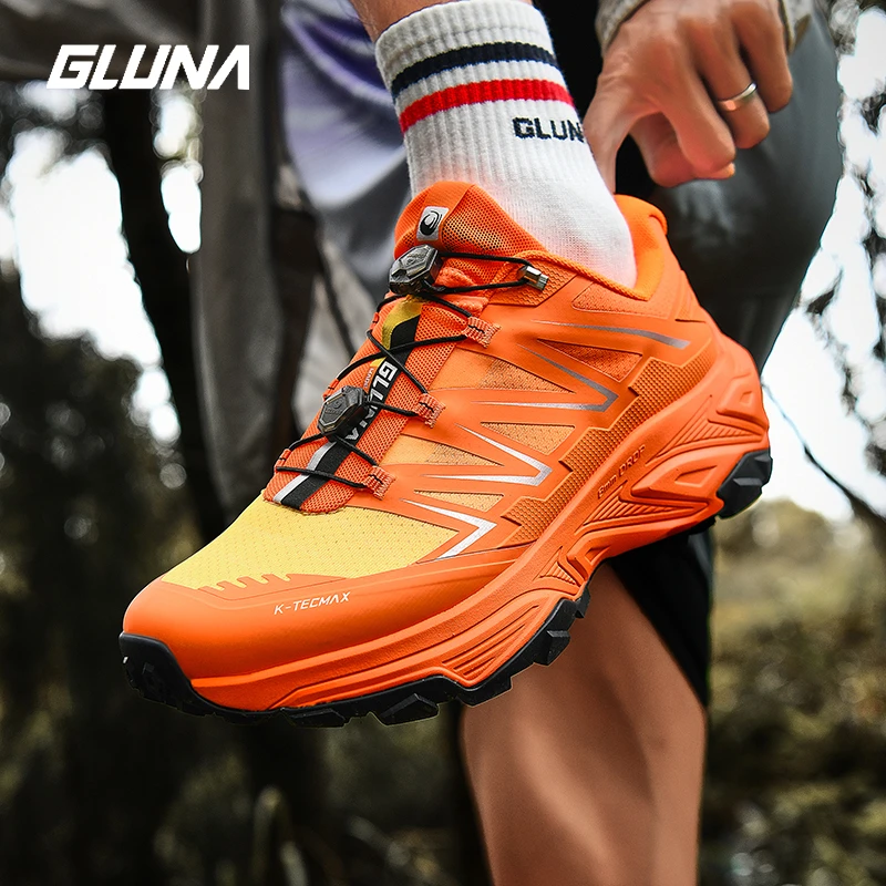 GLUNA HIKING Shoes men Breathable Outdoor Sports Shoes Lightweight trekking mesh Casual walking Running Sneakers ankle shoes