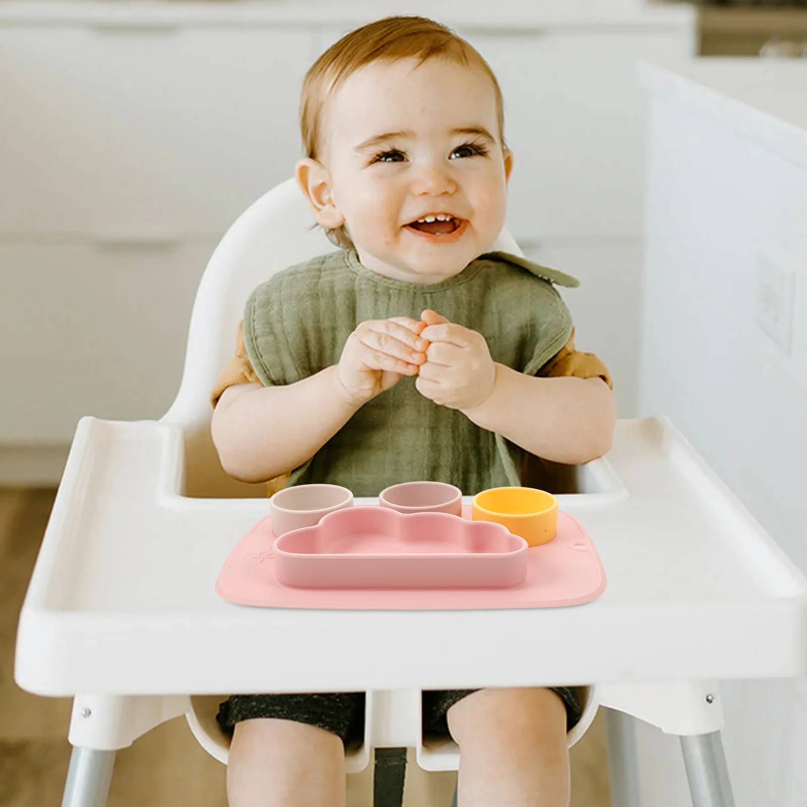 Placa de sucção de silicone de qualidade alimentar, tigelas de alimentação divididas para bebês, pratos antiderrapantes, crianças, bebês, micro-ondas