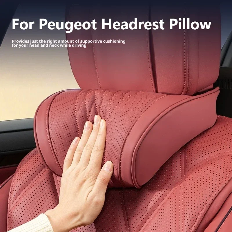 Memory Foam Nappa Leather, Car Neck Pillow, Skin Friendly For Peugeot 208 2008 308 3008 408 5008 Landtrek, Car Lumbar Support