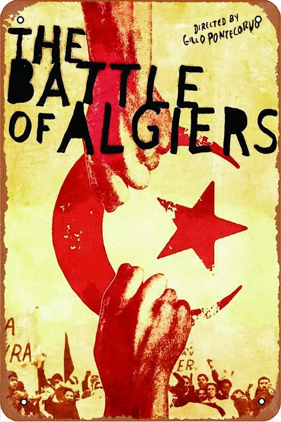 The Battle of Algiers (1966) Movie Poster Vintage Metal Tin Sign,Wall Decor For Bars,Coffee Bar Decor,Home Wall Decor