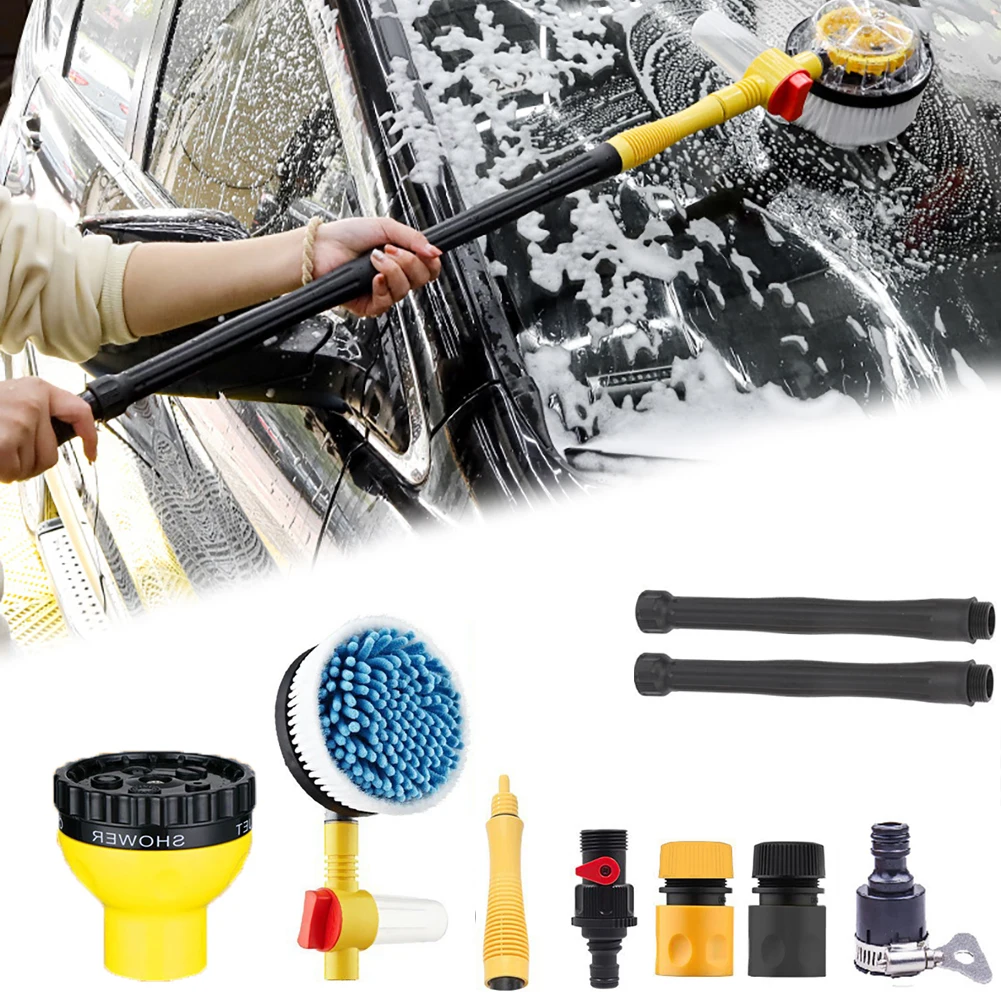 Rotating Car Wash Brush 360 Degree Spin Car Wash Brush For Home Auto Detailing With Adjustable Water Pressure And Spray- Modes