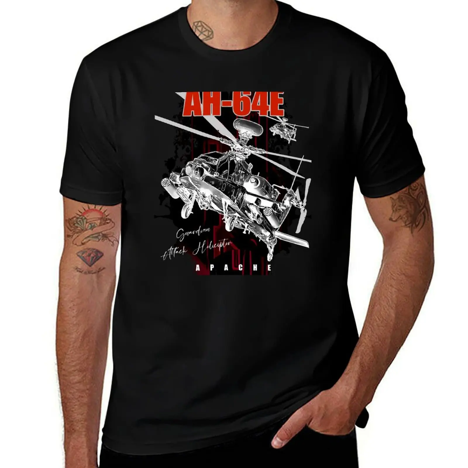 

AH-64E Apache Guardian attack helicopter T-Shirt football t shirt Anime t-shirt blue lock kawaii clothes outfits for men