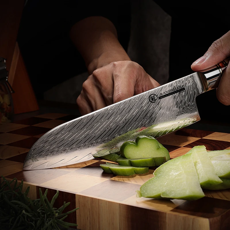 Japanese Santoku Knife 7 Inch AUS-10 Japanese Damascus Stainless Steel 67 Layers Chef's Kitchen Cooking Tools Sushi Sashimi Fish