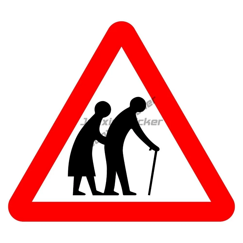 

Elderly Crossing Ahead Sign Or Sticker Creativity Cover Scratches Waterproof Decor