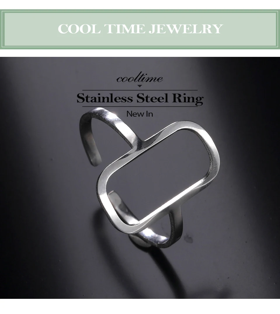 COOLTIME Rechteckige geometrische Ringe, offen, verstellbar, Edelstahlringe für Männer und Frauen, Statement-Schmuck, Geschenk, 2026, Neu – Detail 1