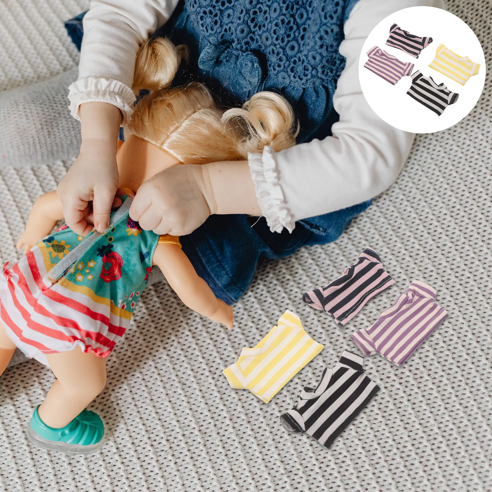 

Набор из 8 предметов: одежда для мягких игрушек, хлопковые полосатые футболки, комплект одежды для маленьких животных, наряд на день рождения для девочек, креативный костюм для переодевания