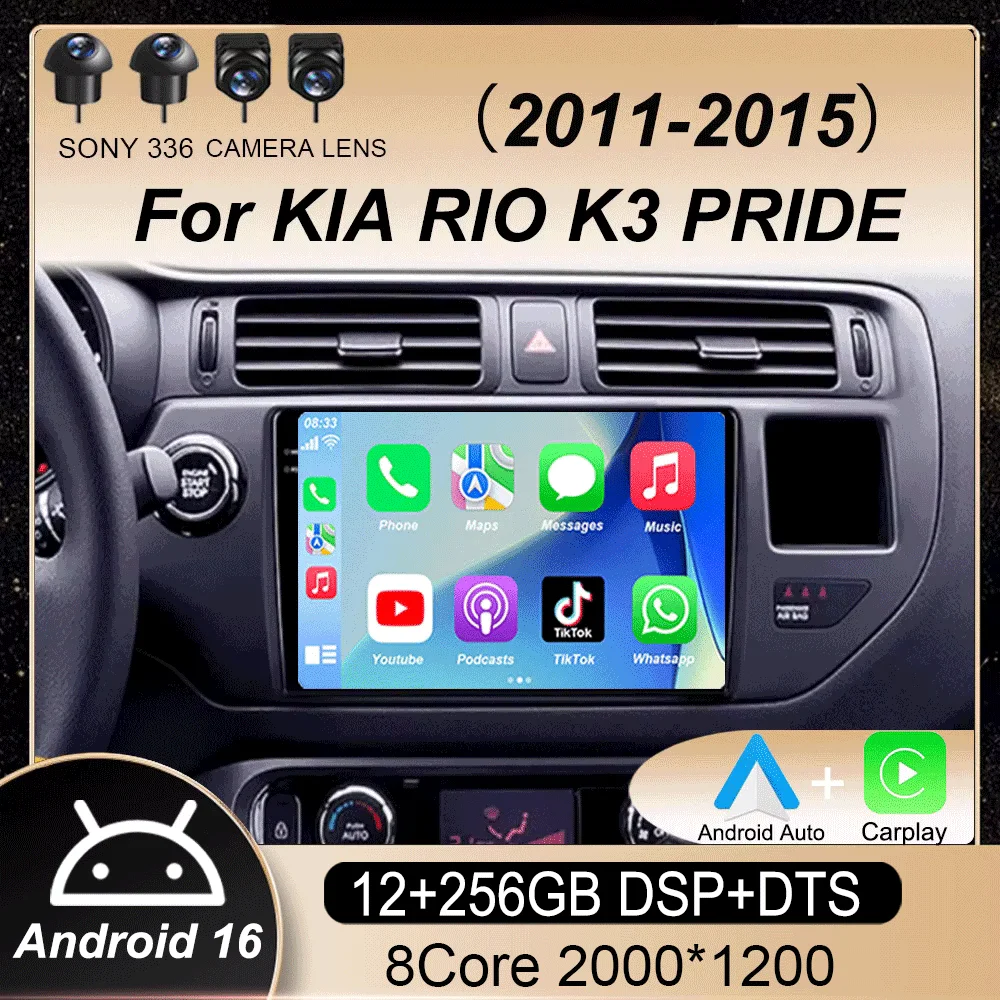 Android 16 9" Para KIA RIO K3 PRIDE 2011 - 2015