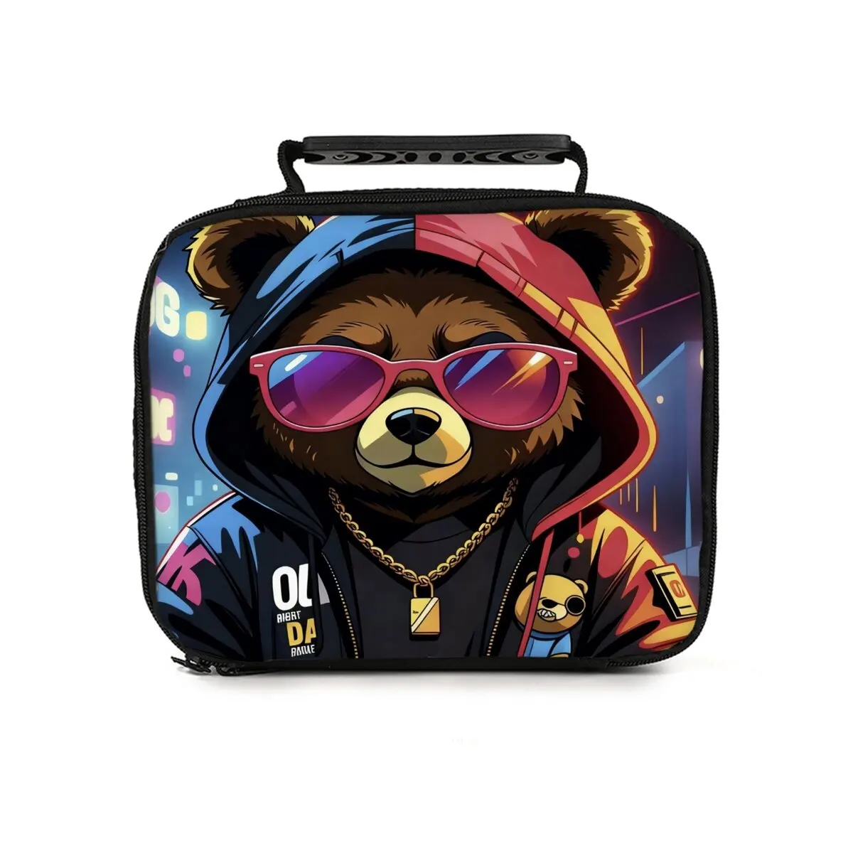 

Сумка для обедов с принтом медведя для мальчиков/девочек, лучший подарок, 2D плоский мультяшный дизайн, для школы и пикников на природе, портативная сумка для пикников