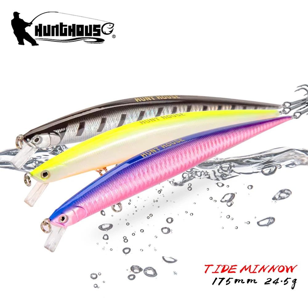 

Hunthouse 3PCS Tide Minnow Fishing Lure 175F Hard Lures 175mm 24.5g Floating Wobblers Sea Fishing For Seabass Pike Tackle