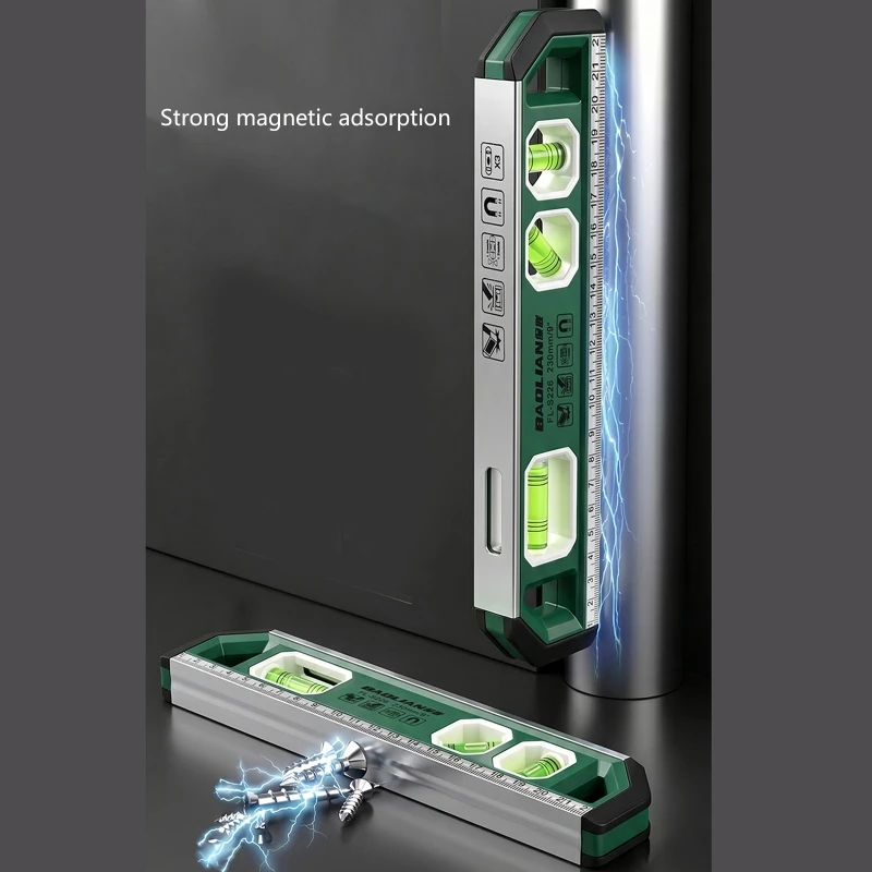 Small Bubble Level with Contact and Aluminum Frame, Hand Level for Cabinet Leveling, Wall Installation and Woodworking Alignment