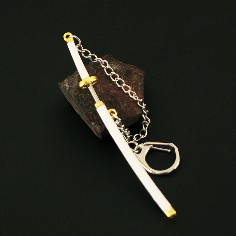 9cm Anime One Piece Keychain Sword 9cm Roronoa Zoro Katana Samurai Anime Scabbard Buckle Key Chain for Men Cosplay Toy Gift