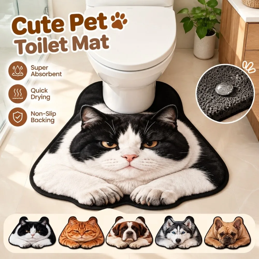 Fun Absorbent Bathroom U-shaped Mat Quick-dry Non-slip Toilet Floor Rug 40×60CM 50×80CM Stain-resistant Bath Mat Household