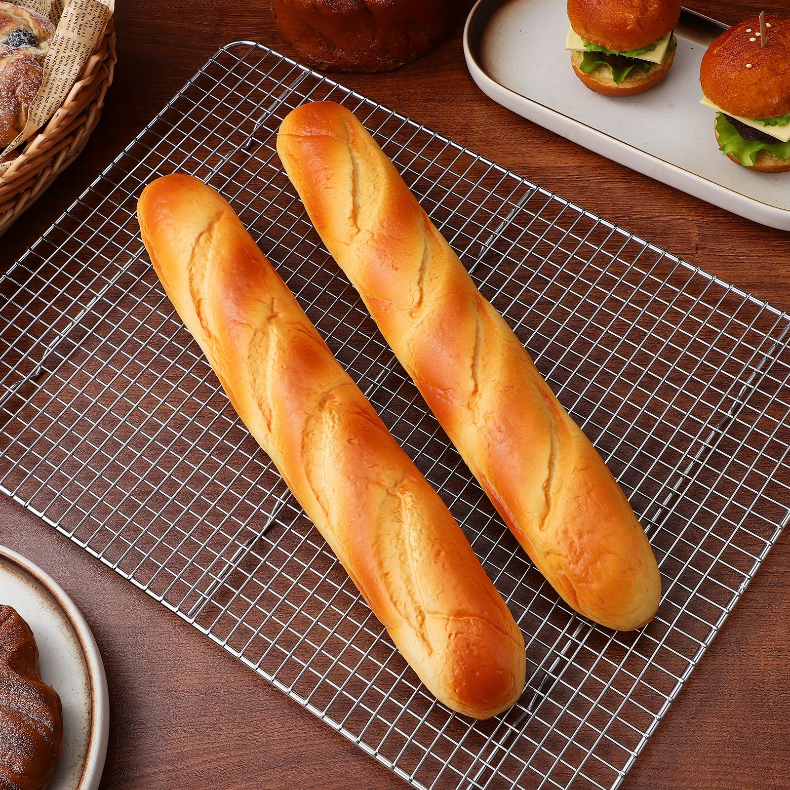 2pcs Realistic Faux Bread: Pu Artificial Loaf Set For Kitchen Bakery Decor Simulation Food Props For Home Cafe Restaurant