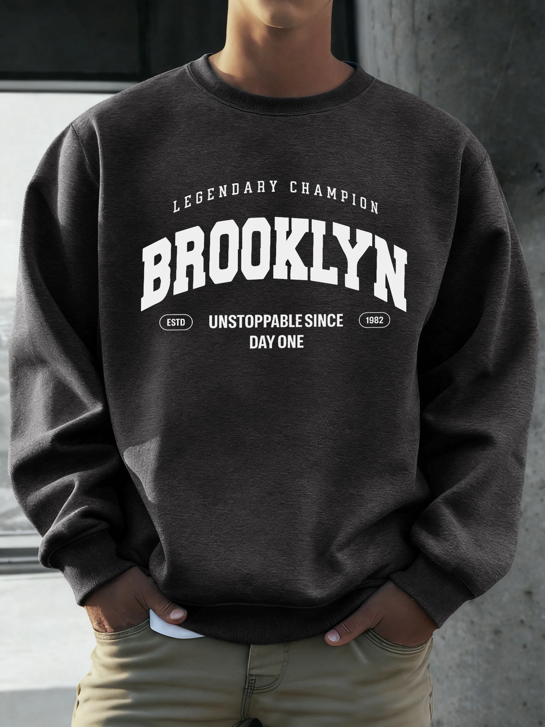 Brooklyn Unstoppable Since Day One Printed Man Sweatshirt Soft Warm Fashion Pullover Fleece Loose Long Sleeve Autumn Sportswear