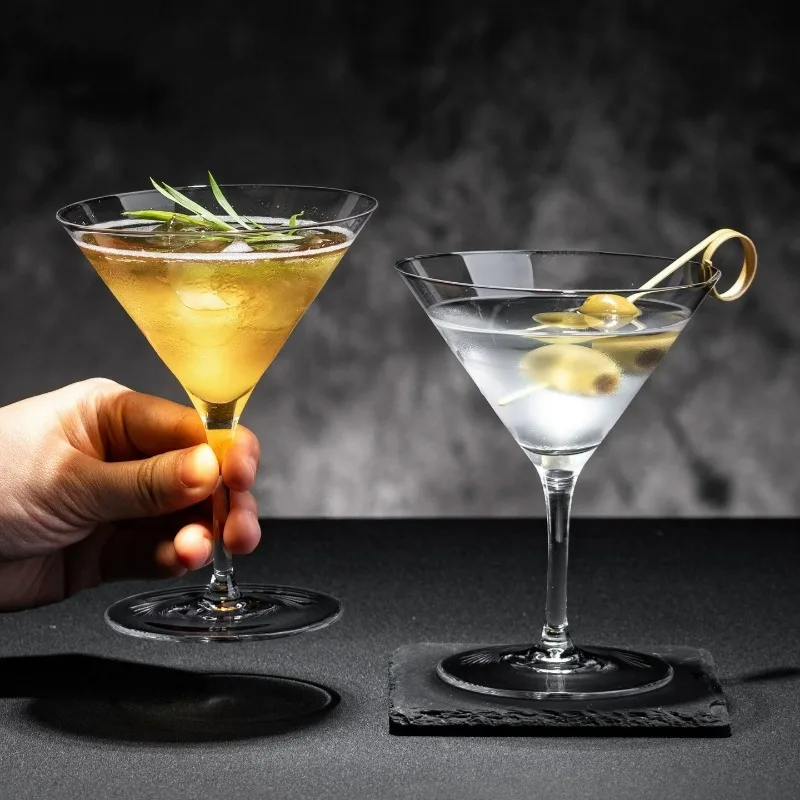 Classic Triangle Martini Glass Clear Stemmed Cocktail Goblet Wide Rim Martini Cup for Gin Mixed Drinks Home Bar Party Drinkware