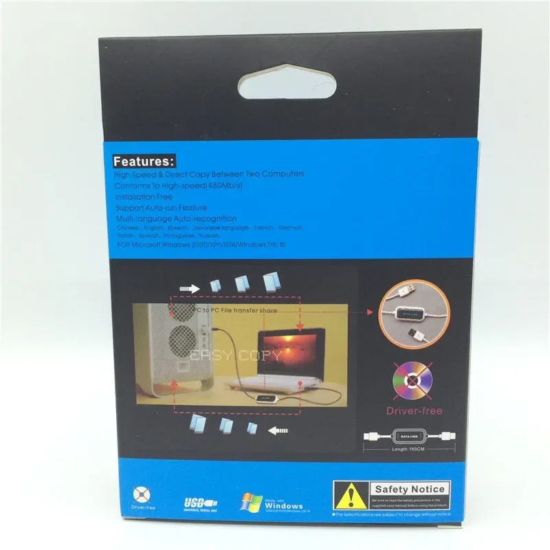 USB 2.0 High Speed PC To PC Online Share Sync Link Net Direct Data File Transfer Bridge LED Cable Easy Copy Between 2 komputerów