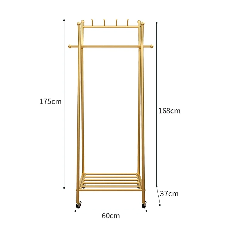 

Light luxury clothes rack bedroom hanger landing belt wheel movable drying rack room home simple hanging clothes rack