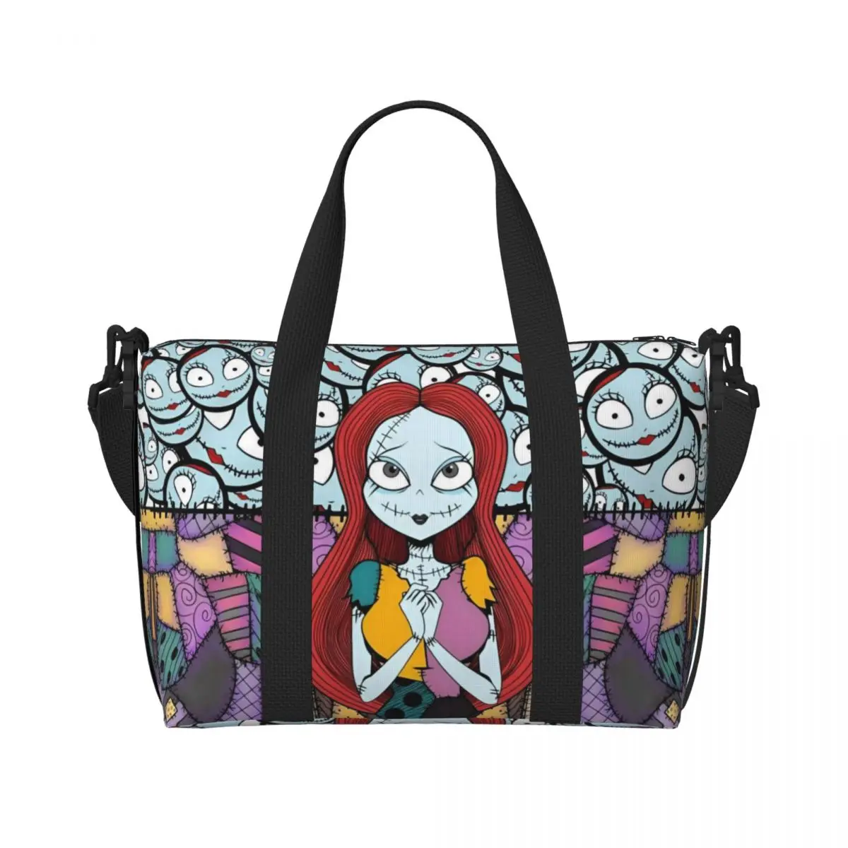 

Custom Jack S-Skellingtones Beach Tote Bag for Women Nightmare Before Christmas Large Compartment Beach Gym Travel Bags