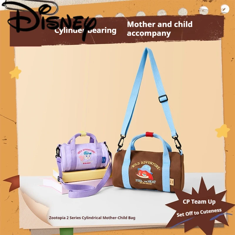 

Сумка через плечо Zootopia 2 Small Barrel для родителей и детей, с вышивкой Джуди и Ника, регулируемый ремень, повседневная сумка для девочек и женщин