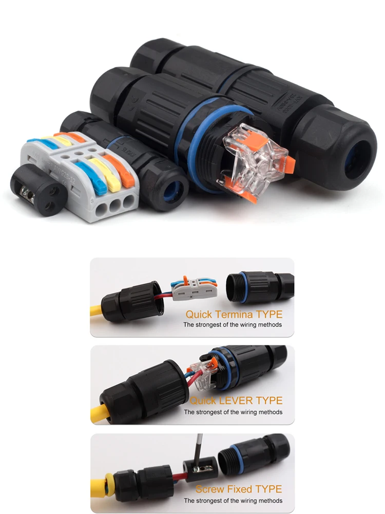 Connecteur de câble étanche IP68, KVF, KVSF, 2 en 2 sorties, adaptateur 2 broches, 3 broches, 4 broches, 5 broches, connecteurs de fil de borne électrique, lumière LED