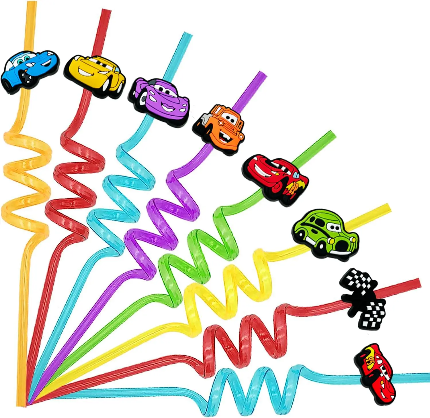 

6/12/18/24 Pack Cars Party Favors Reusable Straws Cars Birthday Decorations Cars Party Supplies Birthday Favor Drink Straws