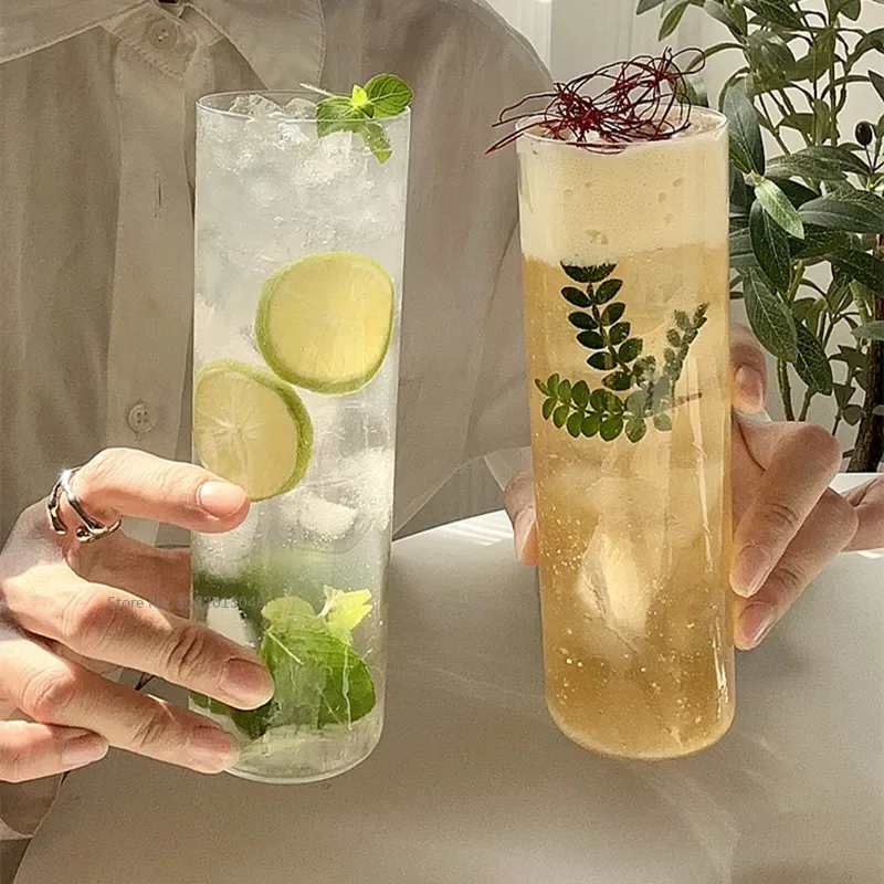 1PCS  Japanese Style  Highball Long Straight Colin Glass Cocktail Glass Island Iced Tea Glass Copo Long Drinking Glasses