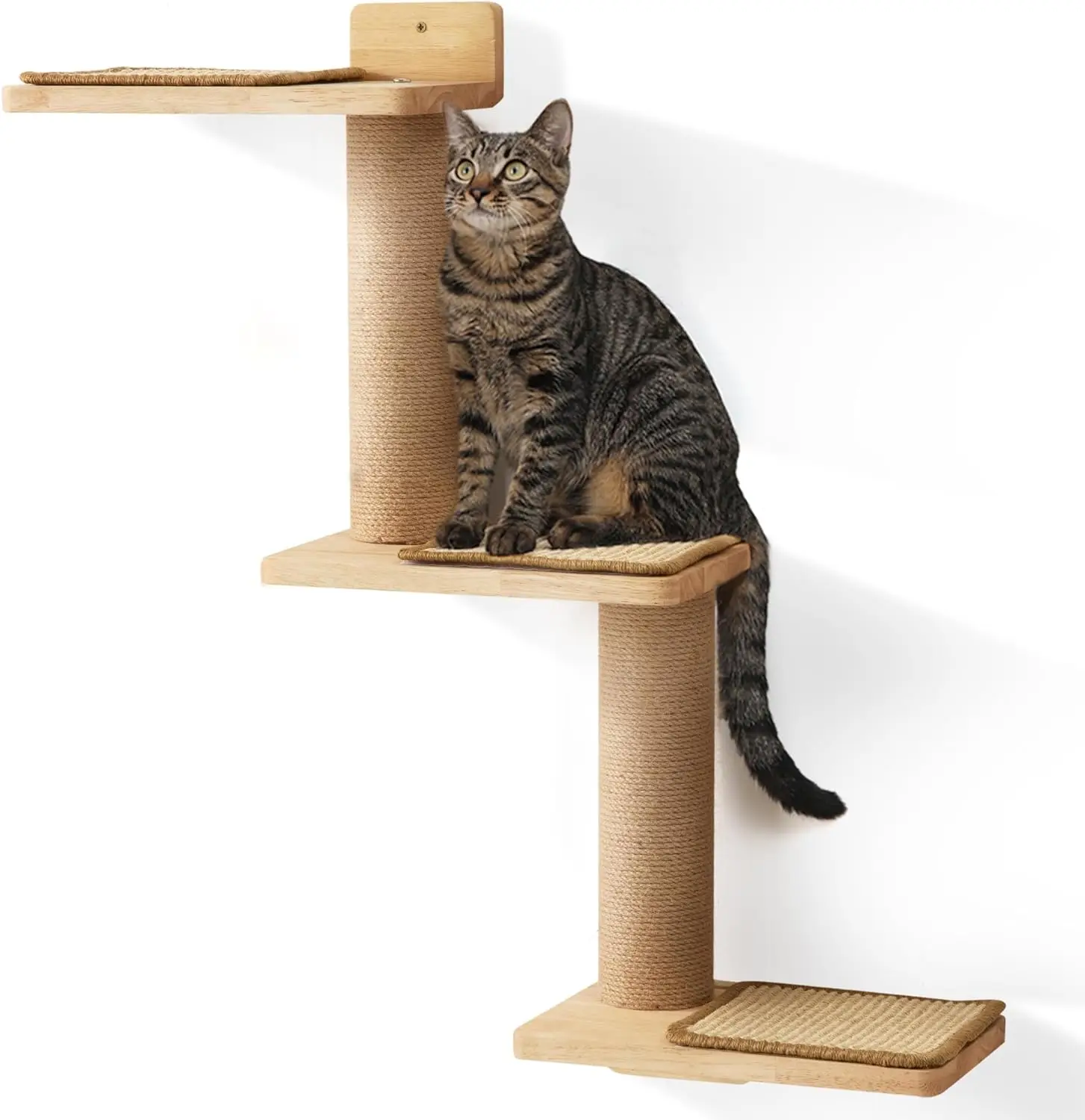 Cat Wall Shelves, 3 in 1 Transformable Cat Scratching Post Wall Mounted, DIY Cat Wall Jungle and Cats Perch Platform Supplies