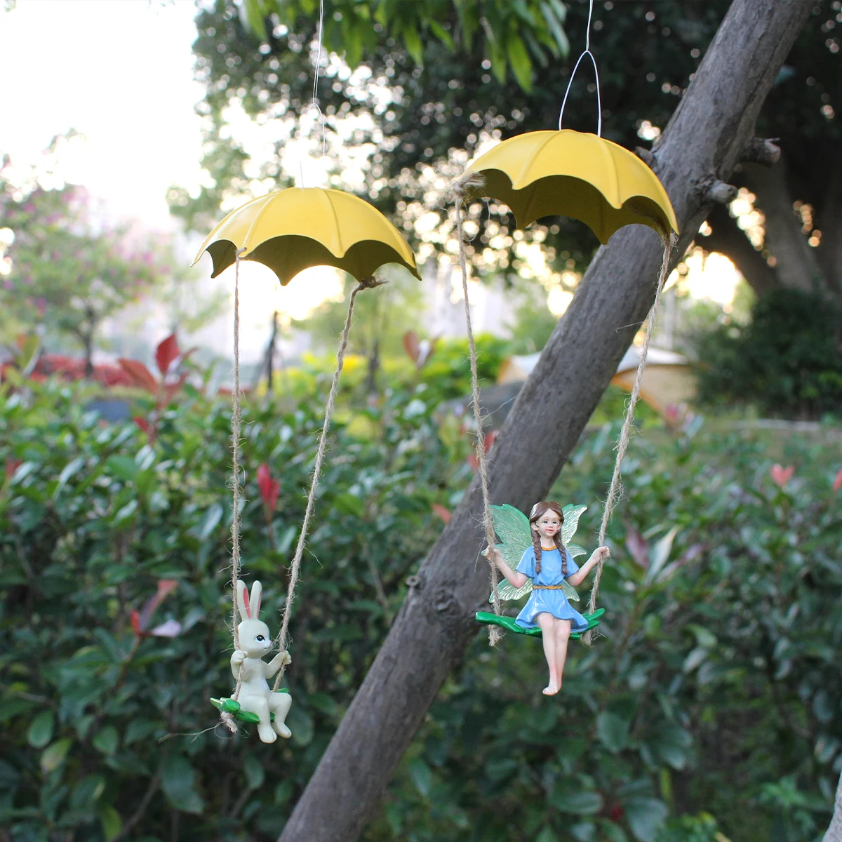 2pc Parachute Fairy and Rabbit, Easter Decoration Pendant, Creative Garden/Home Decoration Pendant