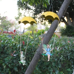 2pc Parachute Fairy and Rabbit, Easter Decoration Pendant, Creative Garden/Home Decoration Pendant