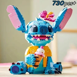 Bloques de construcción de Stitch para niños y niñas, juguete de piezas de Disney, Stitch, regalo de cumpleaños y Navidad, Miniso, 730